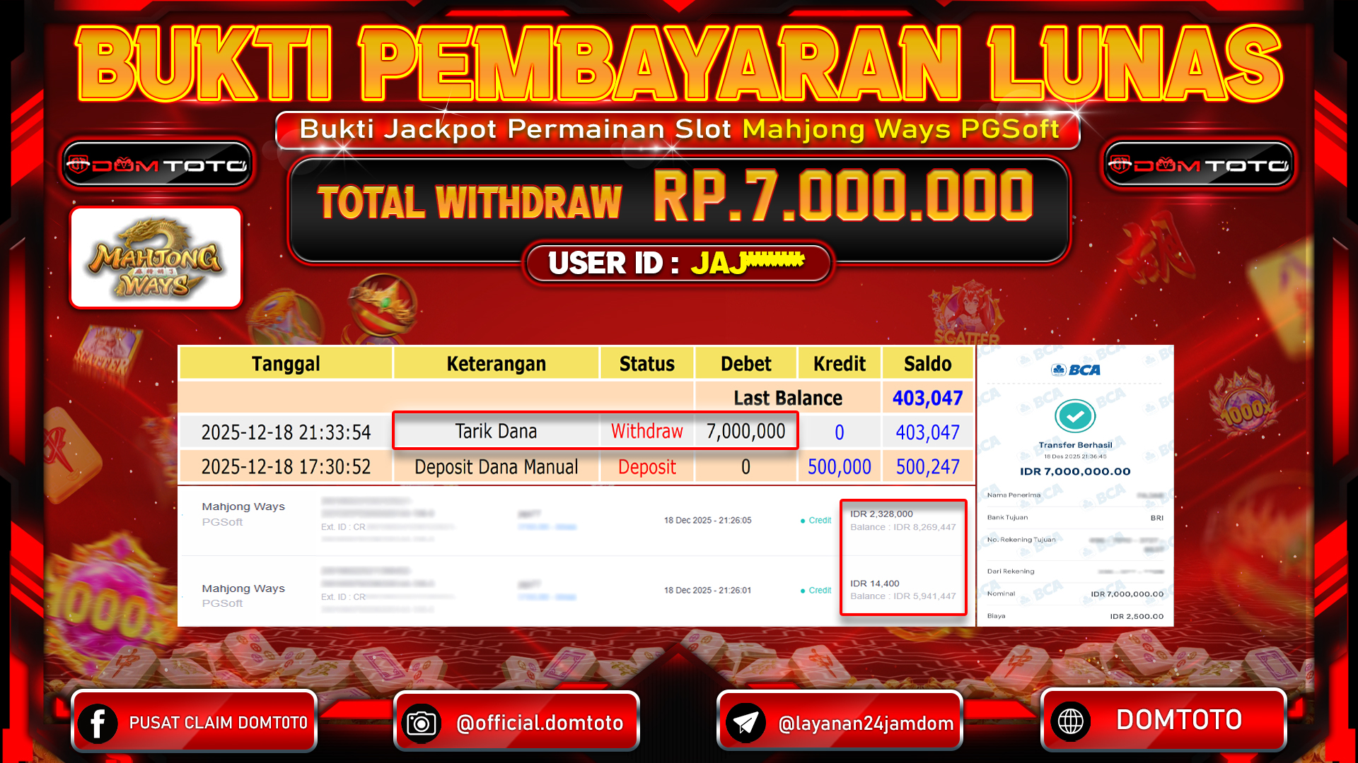 JACKPOT SLOT Mahjong Ways PGSoft 18 DECEMBER 2025